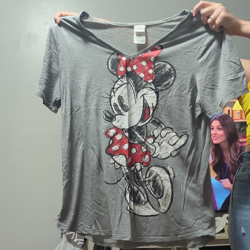 Disney Gray Minnie Mouse Short Sleeve Tee